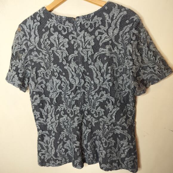 Ann Taylor Floral Lace Top Peplum Short Sleeve - Picture 8 of 9